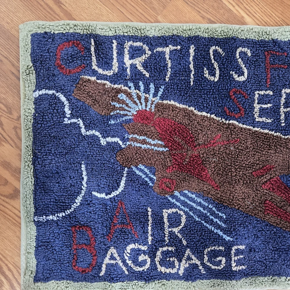 Novelty Throw Rug Curtiss Flying Service Air Baggage Airplane Early Flight Co.
